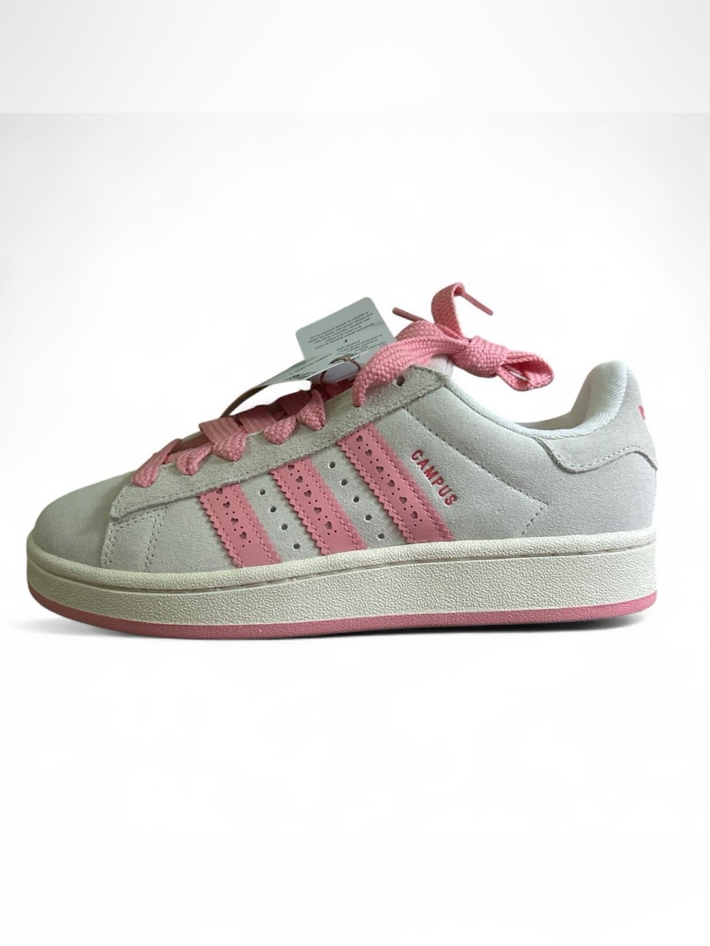 adidas Kids Campus Suede Sneaker in Pink and White